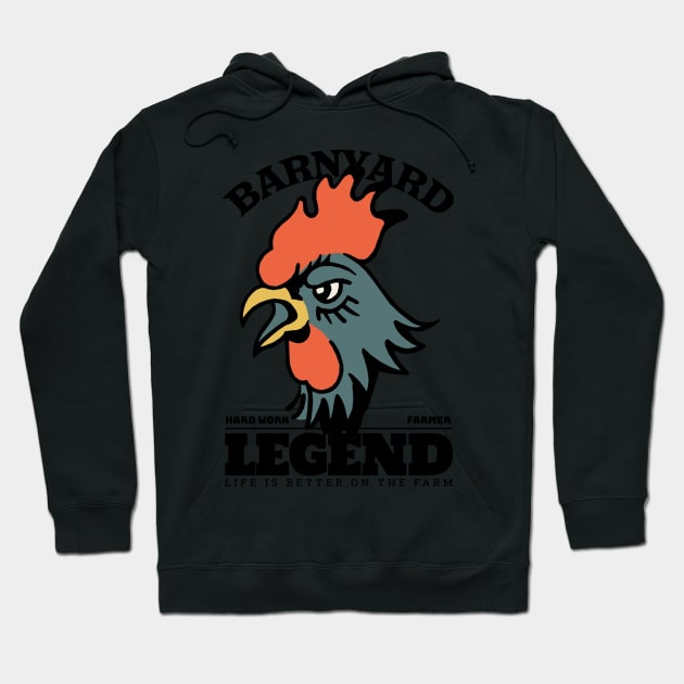 The Classic Rooster Legend of Barnyard Hoodie by KewaleeTee